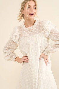 And The Why Ruffle Shoulder with Textured Woven Dress - Brittney MADE
