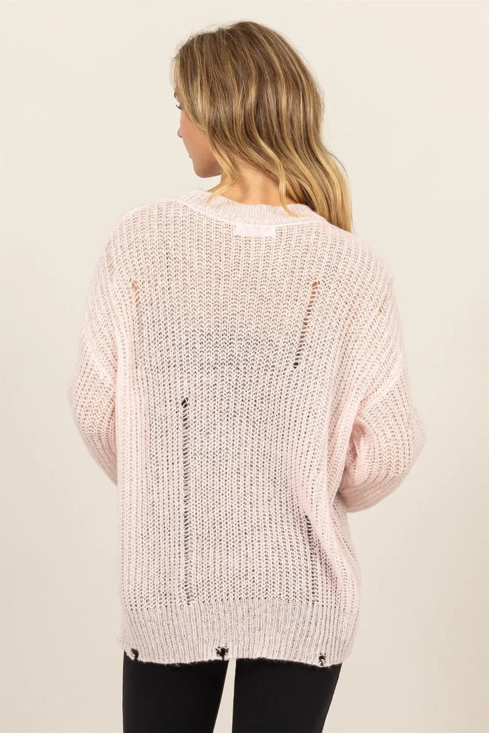 HYFVE Distressed Long Sleeve Knit Top - Brittney MADE