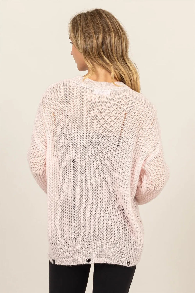 HYFVE Distressed Long Sleeve Knit Top - Brittney MADE