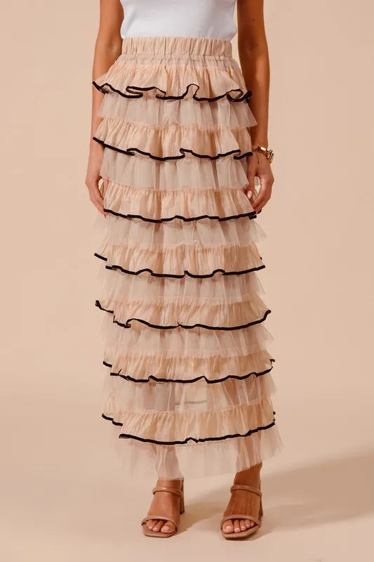 SO ME Layered Ruffled Tulle Maxi Skirt - Brittney MADE