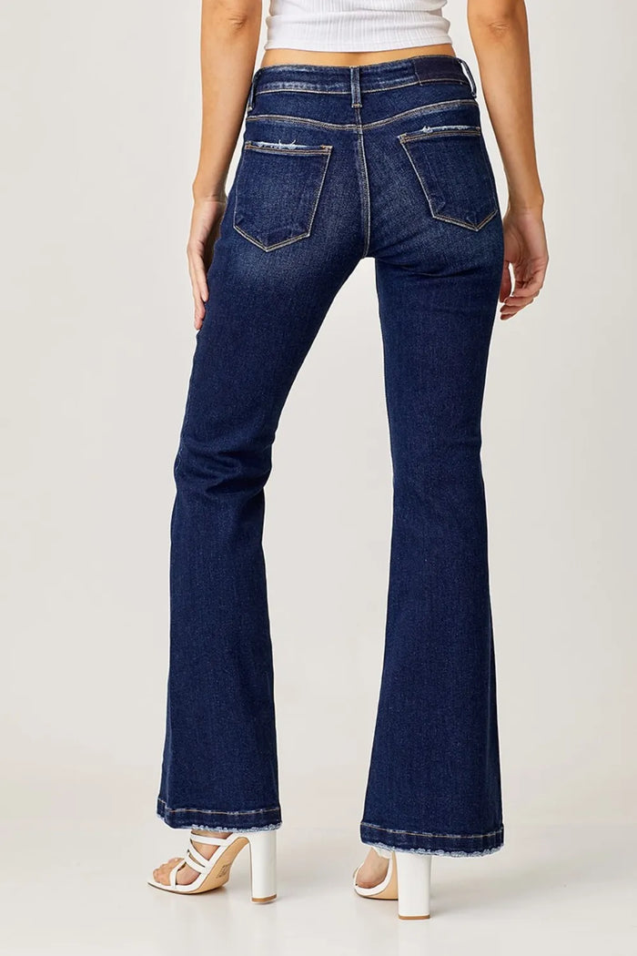 RISEN Full Size Low Rise Flare Jeans - Brittney MADE