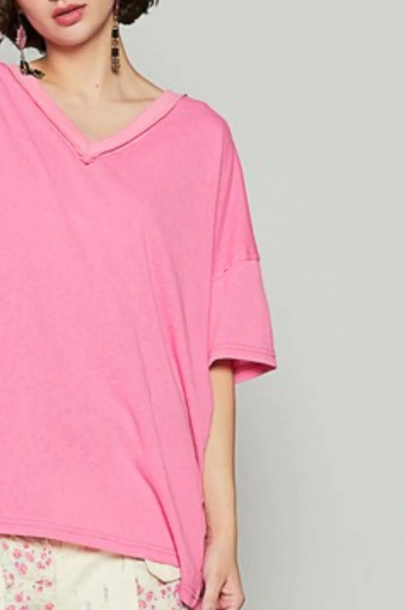 POL V-Neck Half Sleeve T-Shirt - Brittney MADE