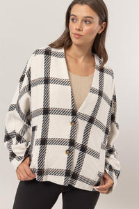 HYFVE Plaid Long Sleeve Jacket with Side Slit Pockets - Brittney MADE