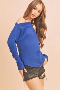 Aemi + Co One Shoulder Long Sleeve Knit Top - Brittney MADE