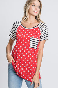Heimish Full Size Star & Striped Round Neck Short Sleeve T-Shirt Plus Size - Brittney MADE