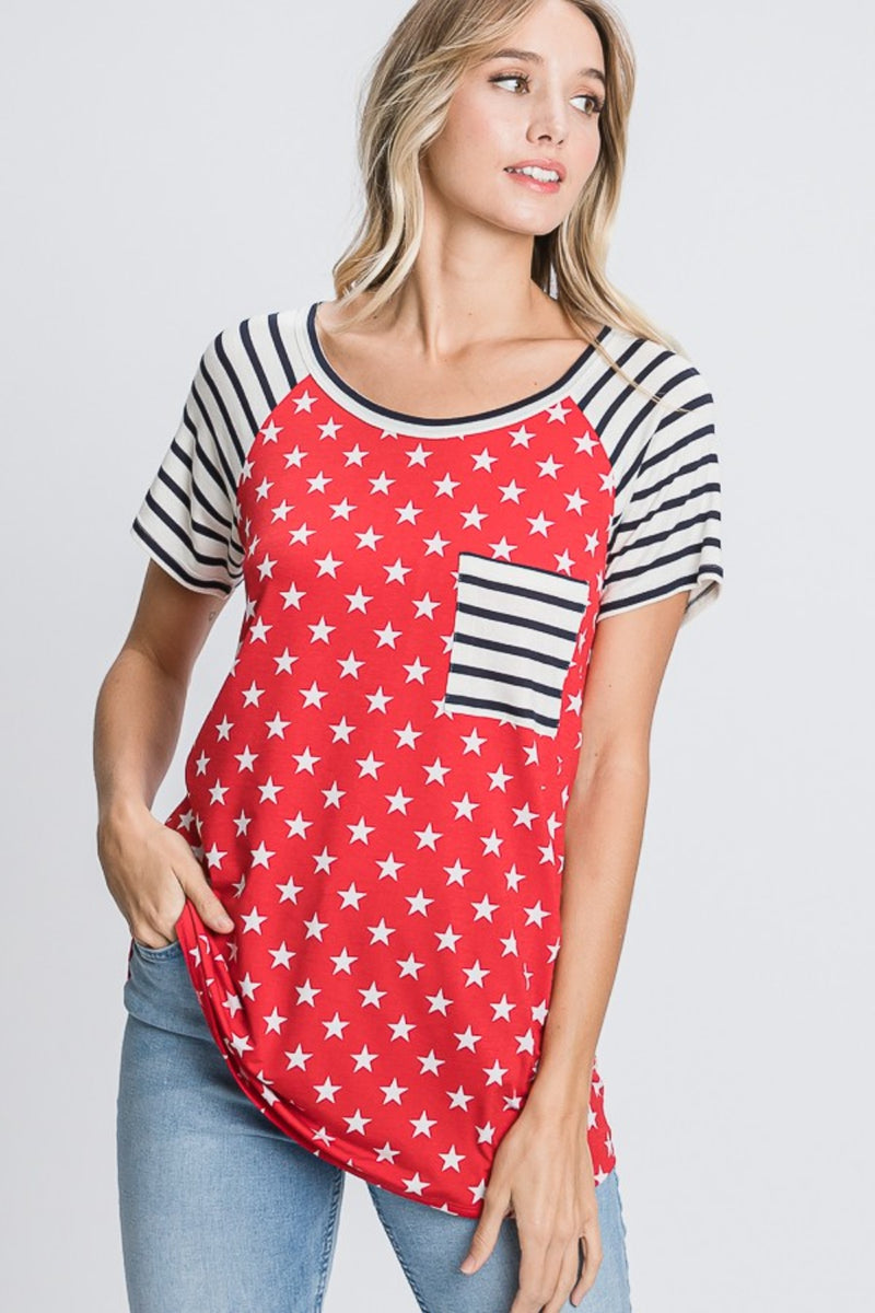 Heimish Full Size Star & Striped Round Neck Short Sleeve T-Shirt Plus Size - Brittney MADE