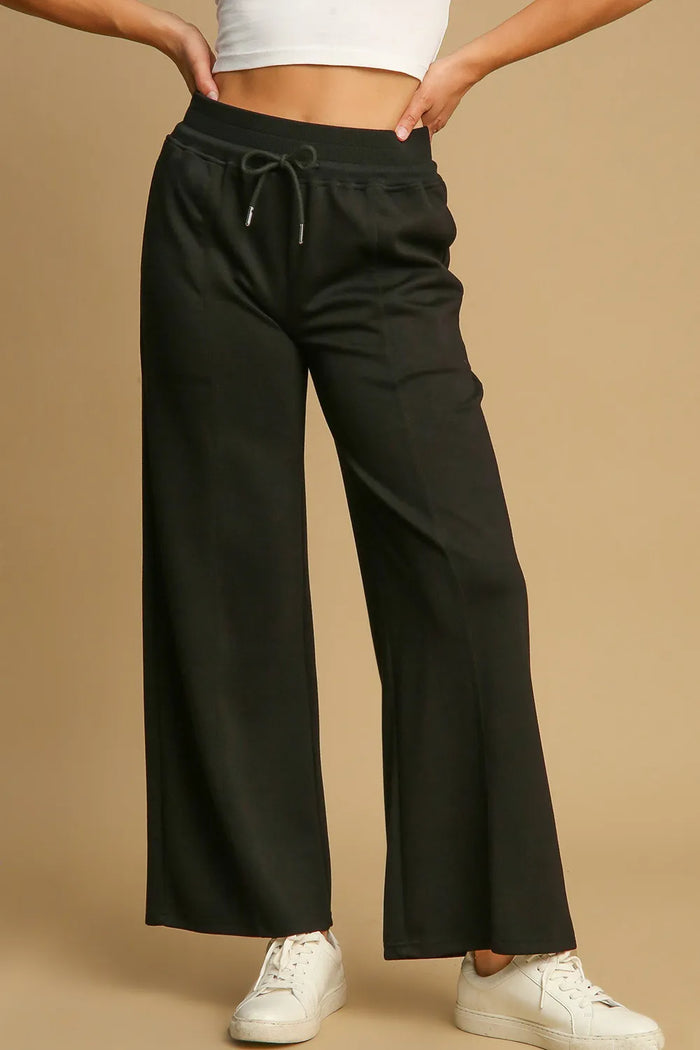 Umgee Drawstring Wide Leg Pants with Pockets - Brittney MADE