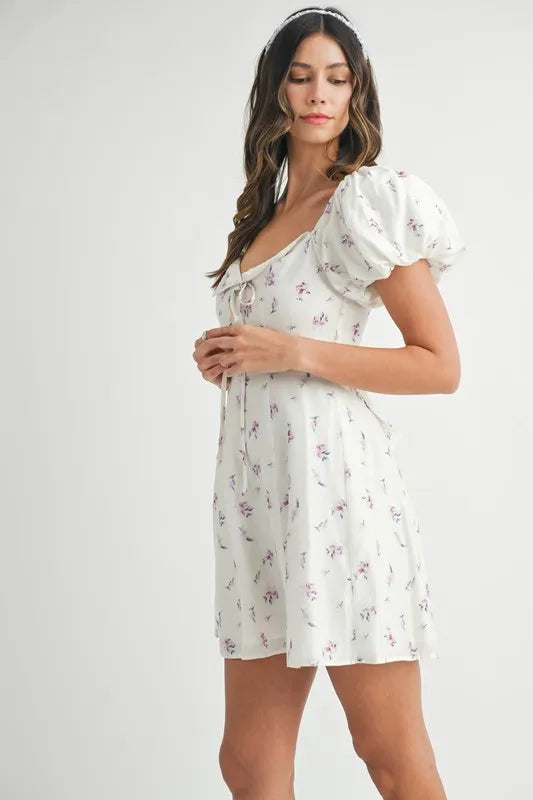 MABLE Floral Print Puff Sleeve Mini Dress - Brittney MADE