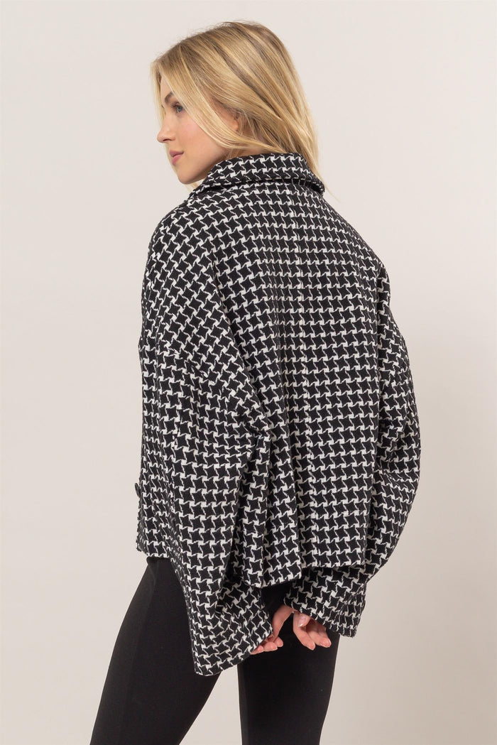 HYFVE Tweed Plaid Button Up Collared Neck Jacket - Brittney MADE