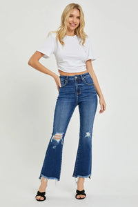 RISEN High Rise Distressed Crop Flare Jeans - Brittney MADE