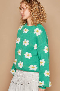 POL Daisy Pattern Drop Shoulder Sweater - Brittney MADE