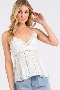 Mittoshop Crisscross Back Lace Detail V-Neck Cami - Brittney MADE