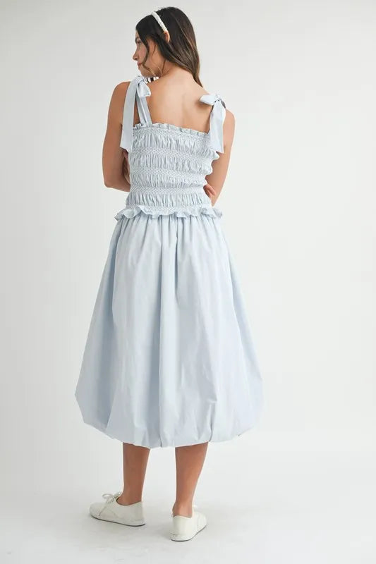 MABLE Smocked Bodice Bubble Midi Dress - Brittney MADE