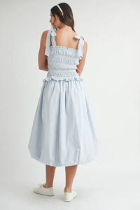 MABLE Smocked Bodice Bubble Midi Dress - Brittney MADE