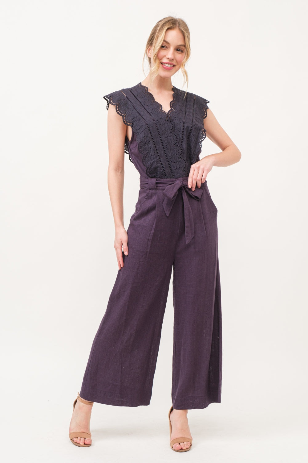 And The Why Laced Surplice Tie Waist Jumpsuit - Brittney MADE