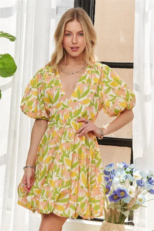ADORA Puff Sleeve Floral Dress - Brittney MADE