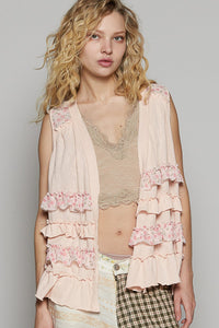 POL Ruffled Open Front Sleeveless Cardigan - Brittney MADE
