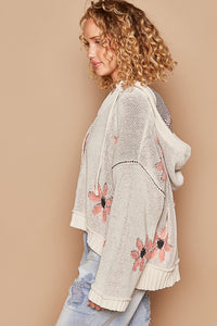 POL Floral Pattern Hooded High-Low Sweater - Brittney MADE