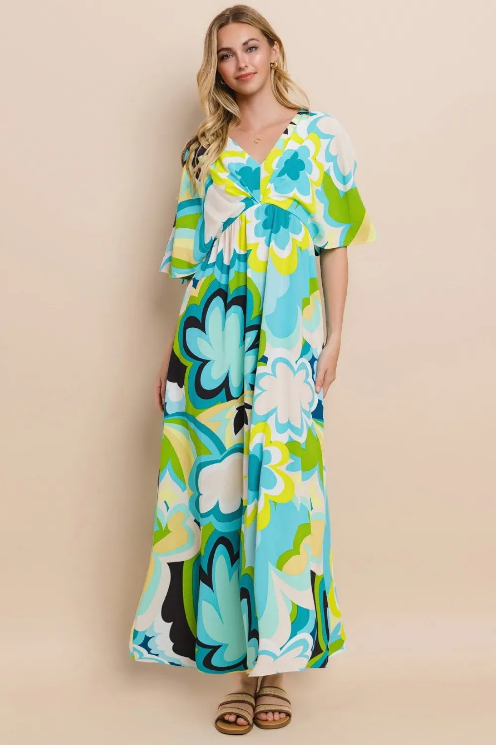 ODDI Floral Printed Slit Maxi Dress - Brittney MADE