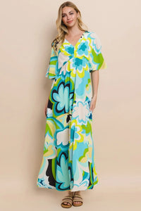 ODDI Floral Printed Slit Maxi Dress - Brittney MADE