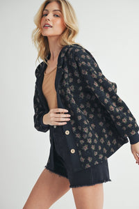 Aemi + Co Floral Button Up Hooded Jacket - Brittney MADE