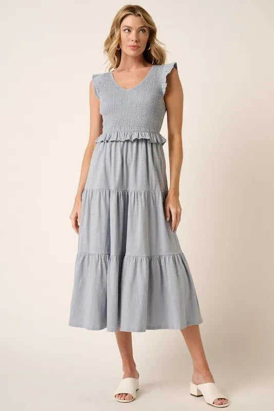 Mittoshop Smocked Ruffled Tiered Midi Dress - Brittney MADE