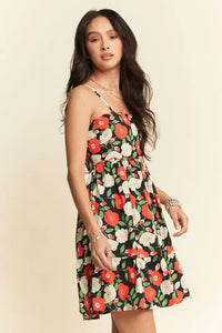 Davi & Dani Floral Scalloped Cutout Back Mini Dress - Brittney MADE