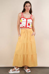 VERY J Elastic Waist Tiered Maxi Skirt - Brittney MADE