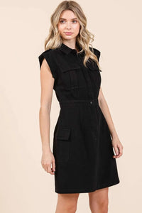 Mittoshop Cargo Pocket Half Button Mini Dress - Brittney MADE