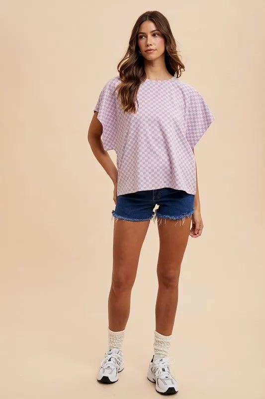 Annie Wear Checkered Round Neck Short Sleeve T-Shirt - Brittney MADE