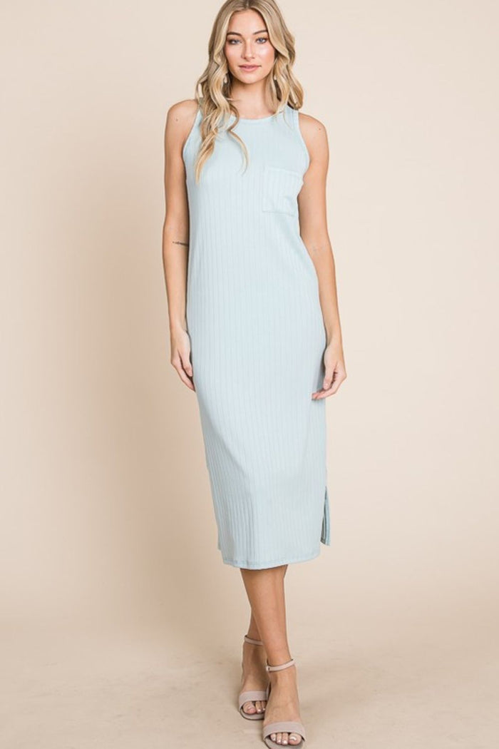 BOMBOM Ribbed Knit Sleeveless Midi Dress - Brittney MADE