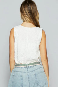 POL Lace Trim Scoop Neck Wide Strap Tank - Brittney MADE
