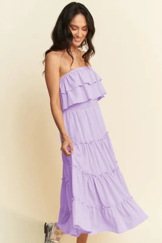 Davi & Dani Tiered Flowing Tube Midi Dress - Brittney MADE