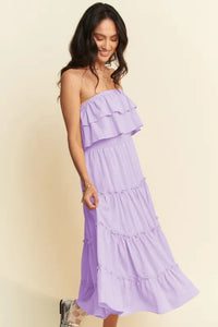 Davi & Dani Tiered Flowing Tube Midi Dress - Brittney MADE