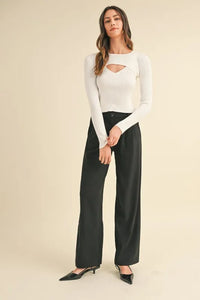 MABLE Cut Out Long Sleeve Ribbed Knit Top - Brittney MADE