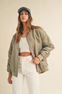 MABLE Back Ruched Utiltiy Bomber Jacket - Brittney MADE