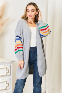Angel Wings Multicolored Stripe Open Front Longline Cardigan - Brittney MADE