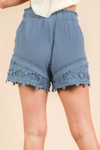 VERY J Lace Contrast Detail Woven Shorts - Brittney MADE