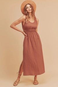 Aemi + Co Side Slit Round Neck Sleeveless Tank Dress - Brittney MADE