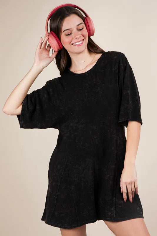 VERY J Mineral Washed Oversized Knit Comfy Romper - Brittney MADE