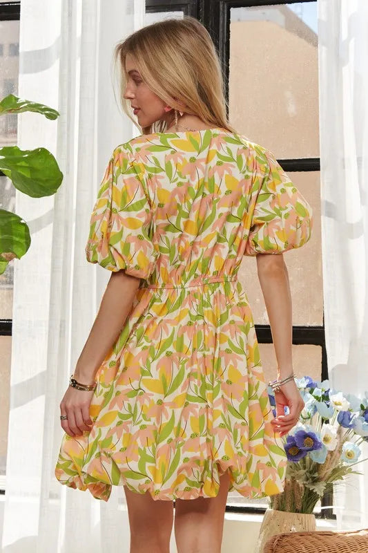 ADORA Puff Sleeve Floral Dress - Brittney MADE