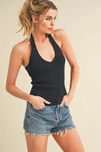 Aemi + Co Ribbed Halter Neck Cami - Brittney MADE