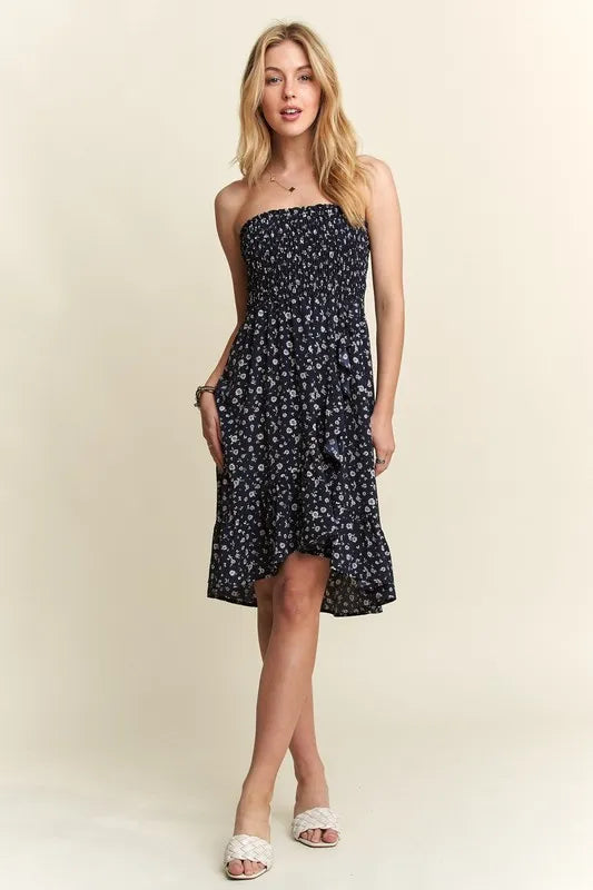 ADORA Smocked Floral Tube Dress with Pockets - Brittney MADE