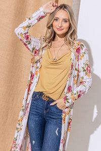And The Why Floral Kimono Open Front Longline Cardigan - Brittney MADE