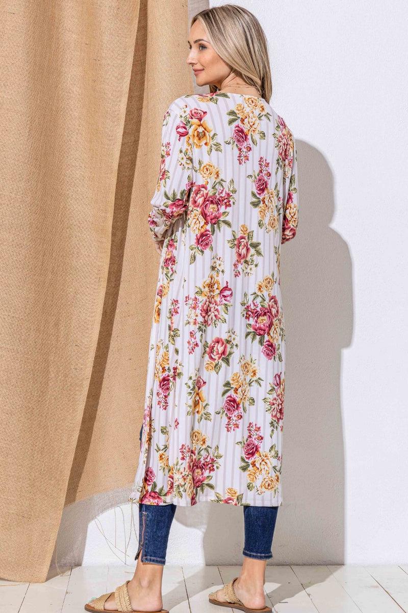 And The Why Floral Kimono Open Front Longline Cardigan - Brittney MADE