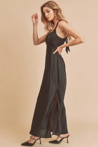 Aemi + Co Ruched Side Slit Cutout Back Maxi Cami Dress - Brittney MADE