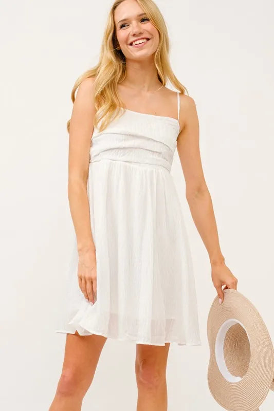 And The Why Ruched Front Smocked Back Babydoll Mini Dress - Brittney MADE