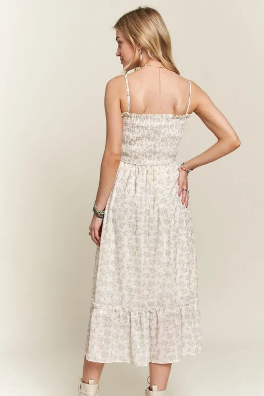 ADORA Smocked Floral Ruffled Hem Cami Dress - Brittney MADE