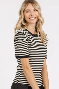 Mittoshop Striped Round Neck Puff Sleeve T-Shirt - Brittney MADE