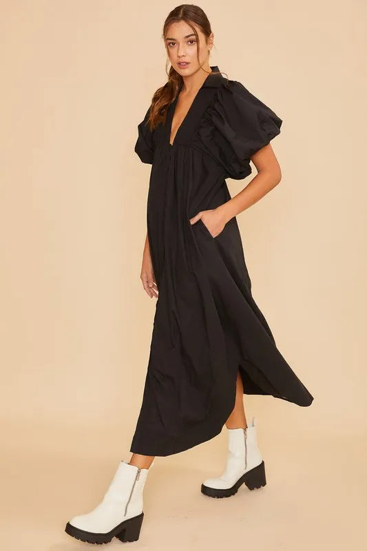 Annie Wear Smocked Puff Sleeve Midi Dress - Brittney MADE